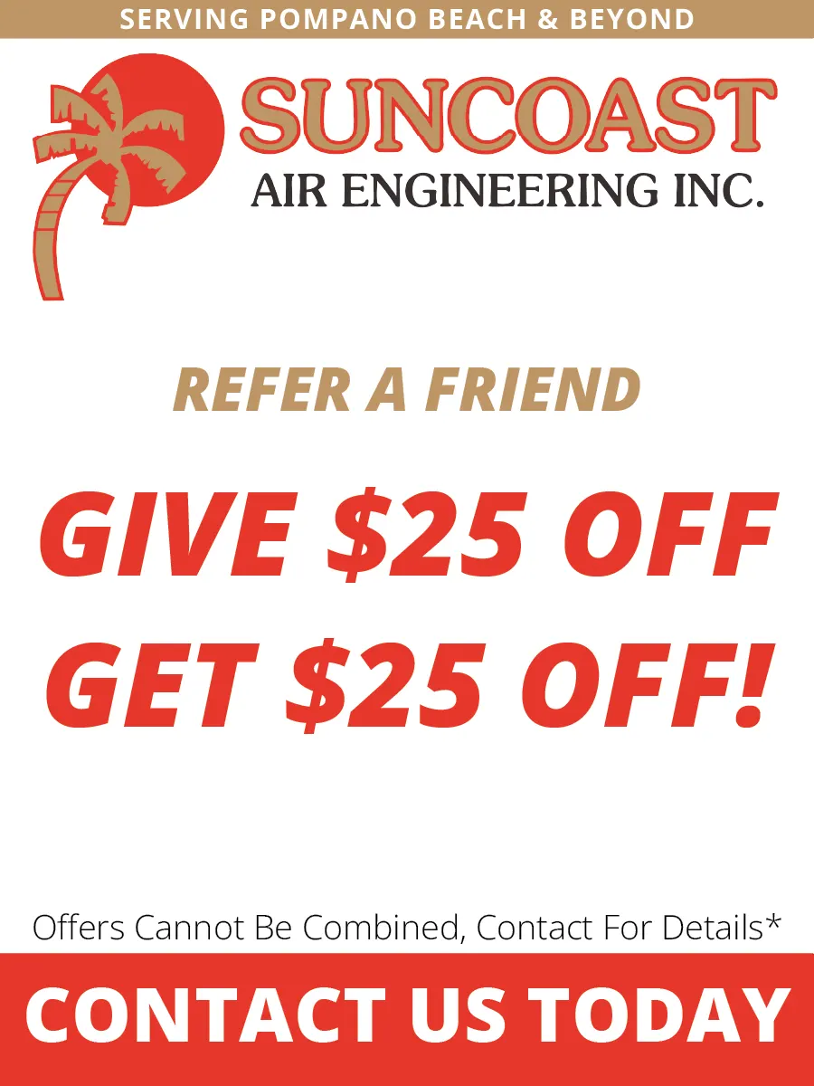 A promotional flyer for Suncoast Air Engineering offering a 